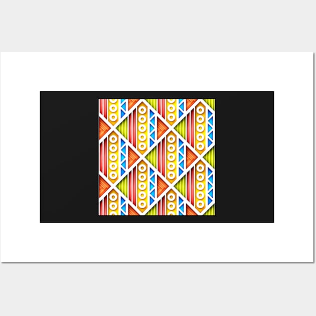 3d Geometric Pattern, Square Motifs Wall Art by lissantee